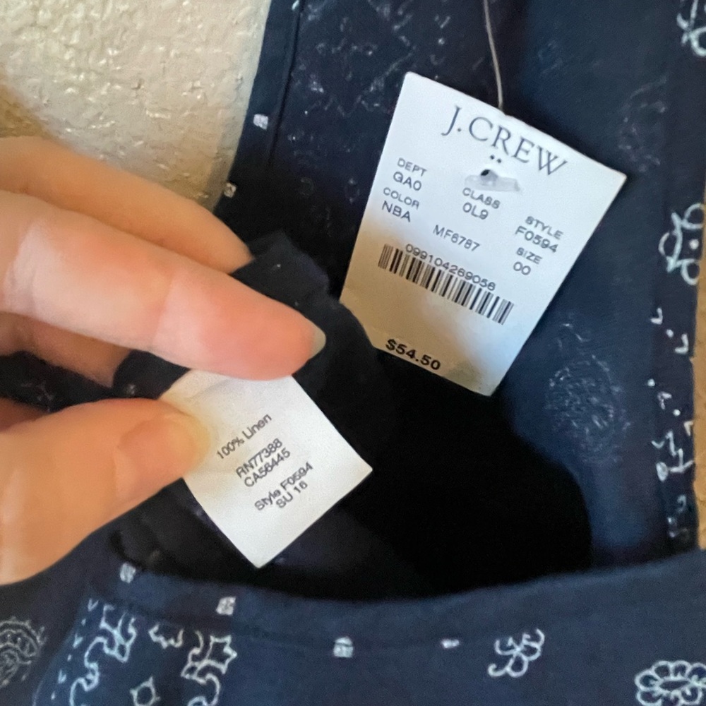 NWT J Crew size 00 100% linen tank - Picture 4 of 4